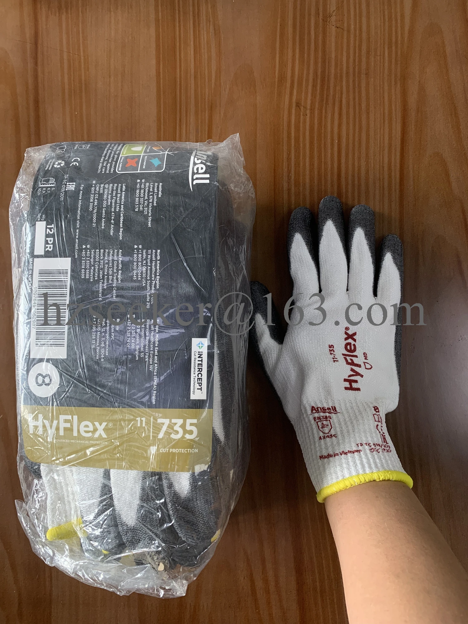 Ansell Hyflex 11-735 Superior Oily-Environment Grip Foam Nitrile Coating A4 Cut Resistance High Dexterity Gloves 12 Pairs