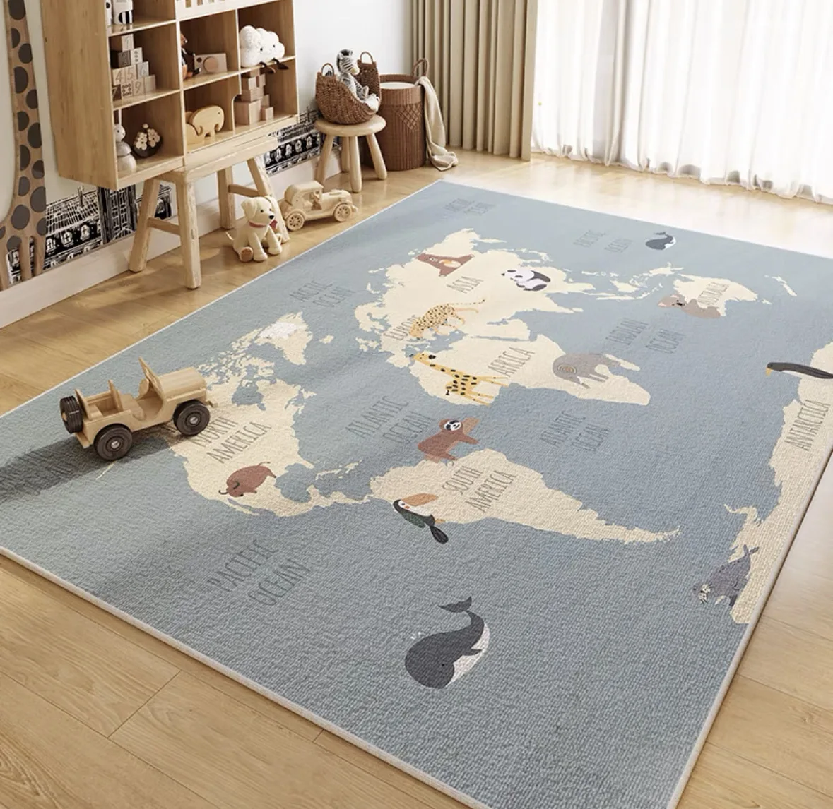 VIKAMA Neutral Cartoon Lion Baby Crawling Mat ABC Educational Soft Anti Slip Washable Kids Floor Rug For Nursery Play Room view 5
