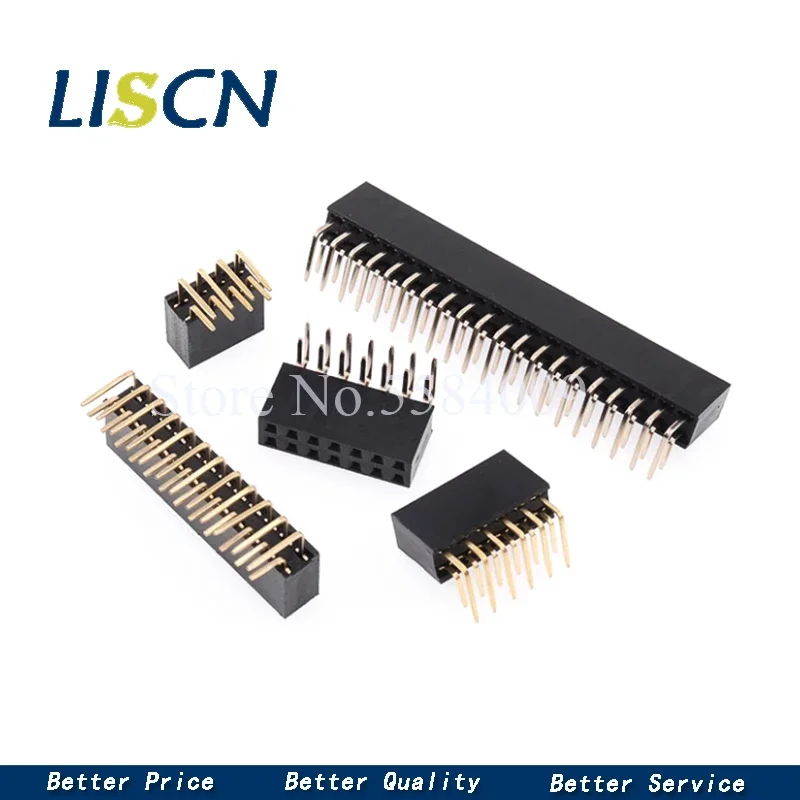 10PCS 2X3/4/5/6/7/8/10/20/40 PIN Double Row Right Angle Female Pin Header 2.54MM PITCH Strip Connector Socket