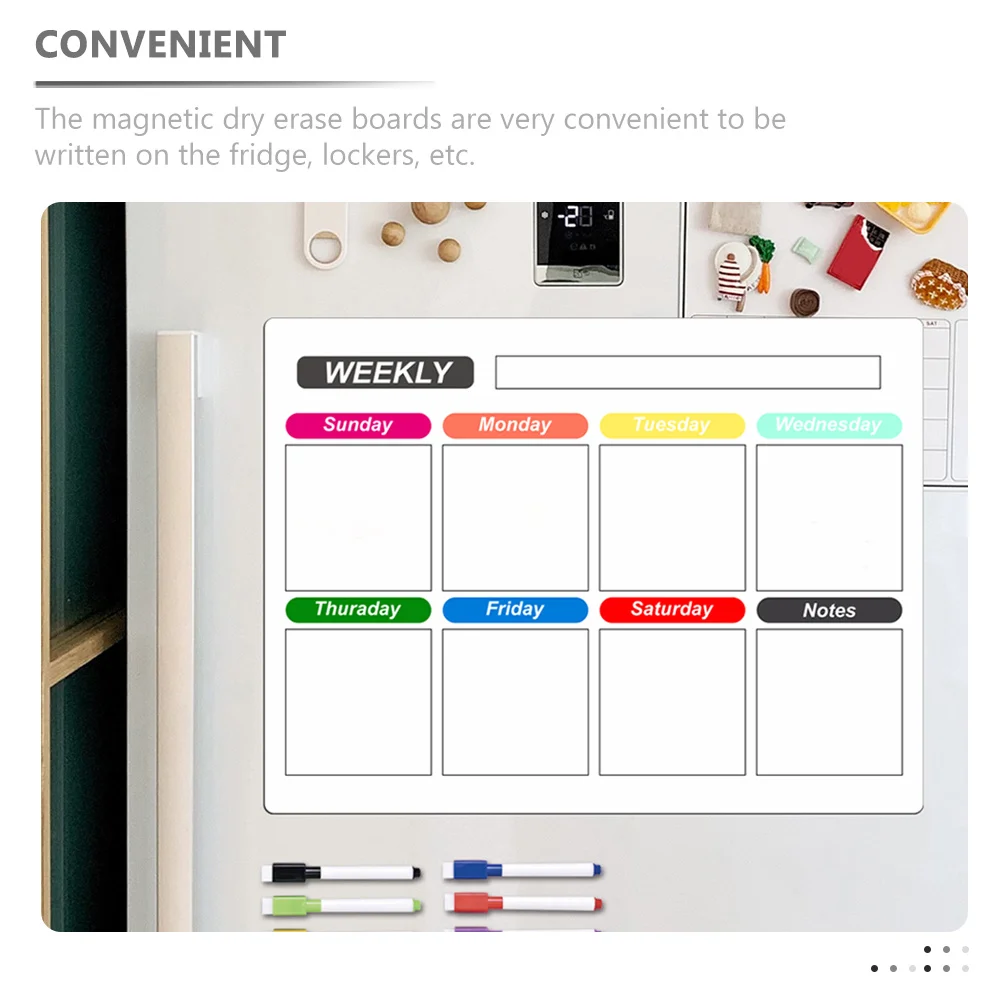 1Set Magnetic Refrigerator Board Clear Plastic Dry Erase Weekly Planner Message Organizer Magnetic Fridge Planner Daily