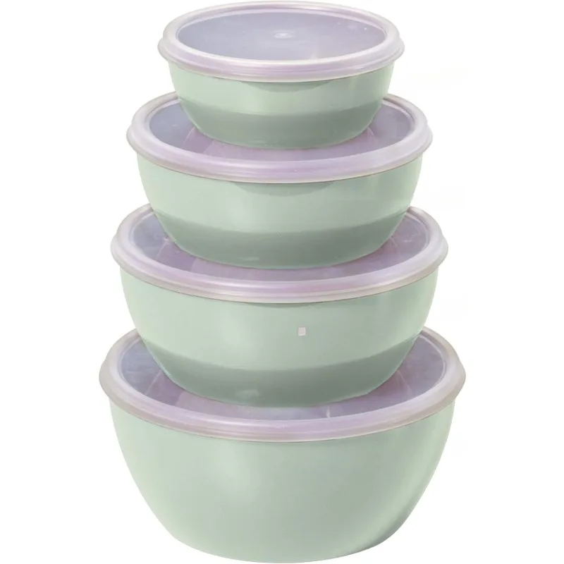 Thermoplastic Rubber,Prep Bowls with Lids, Set of 4, Pistachio,32 oz