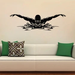 Swimmer Vinyl Wall Decal Swimming Pool Water Sport Athletic Wall Stickers for Home Room Decor Mural Removable Wallpaper S118