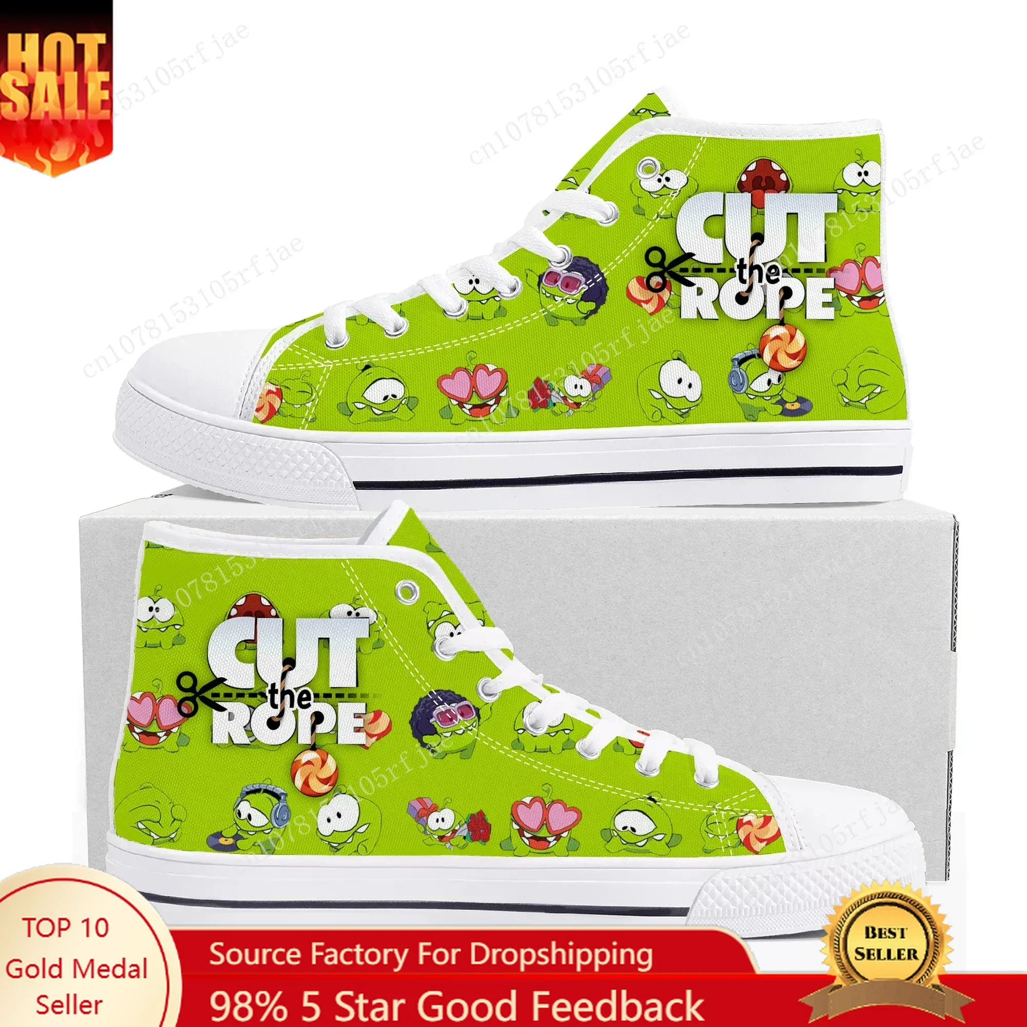 

Cut The Rope High Top Sneaker Men Women Teenager High Quality Fashion Canvas Shoes Soft Sole Shock Absorbing Casual Couple Shoes