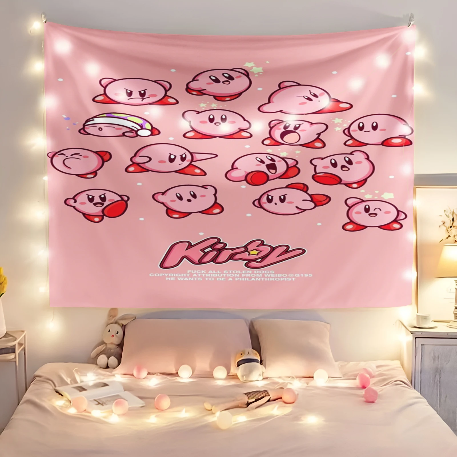 Kirby Baby Cute Cartoon Tapestry Wall Background Cloth Dormitory Bedside Decoration Wallpaper Ins Photo