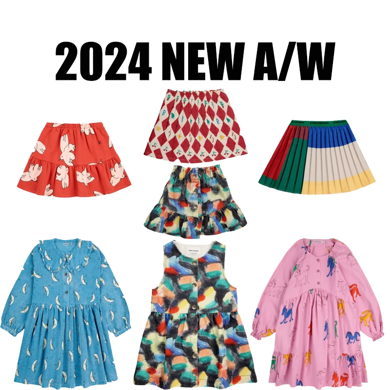 

AW 2024 new Summer Cherry Skirts Girl Embroidery Dress Kid Boutique Clothes Beach Vacation Dress Girls Party