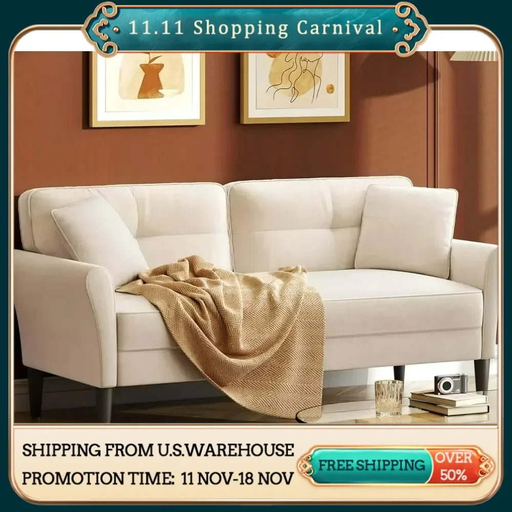 69 Inch Loveseat Sofa, Comfy Couch for Living Room, Small Sofa for Bedroom, Modern Velvet Sofa for Apartment Office, Living Room