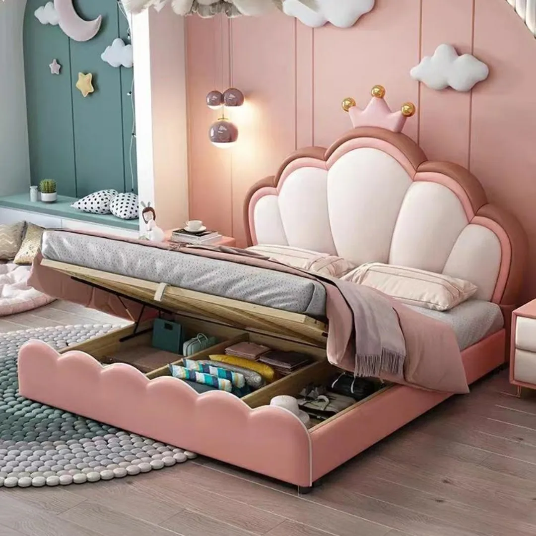 Luxury Girls Bed Princess Platform Castle Design Bed Nordic Beauty European Simple Children Wooden Beliche Bedroom Furniture