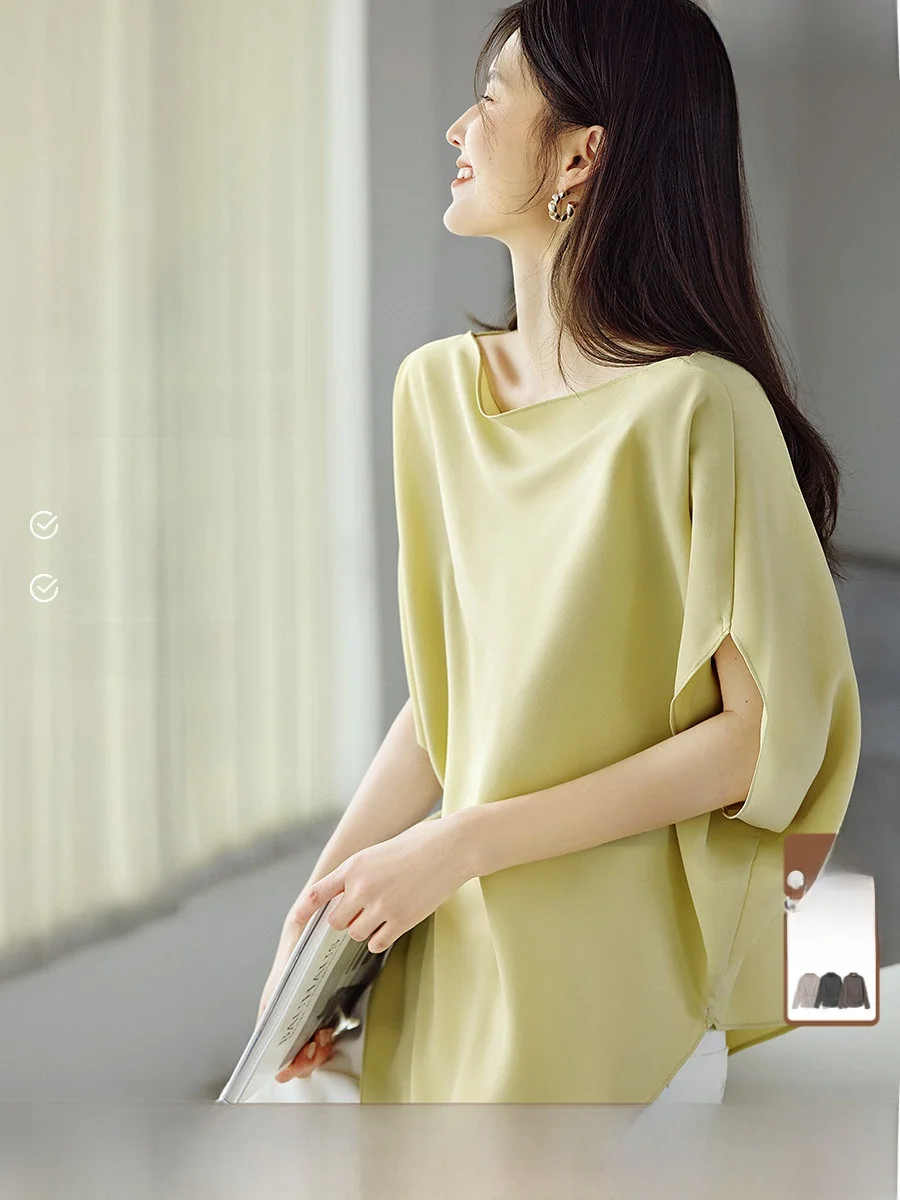 

Ele One-oulder Batwing Pearl irt Slimming Top with Waist-Cinching Detail Svel Summer 2026 Women's Faion
