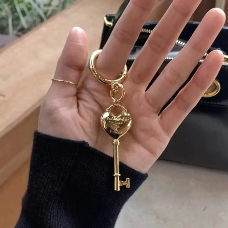 Korean Heart Lock Pendant Keyring Princess Bag Decoration Romantic Love Gift Valentine Choice for Women Girls