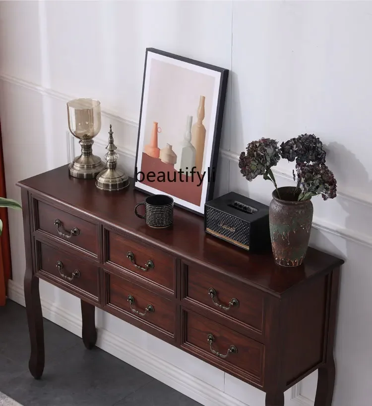 

American-Style Solid Wood Chest of Drawers Bedroom Storage Cabinet European-Style Locker Console Sideboard Cabinet