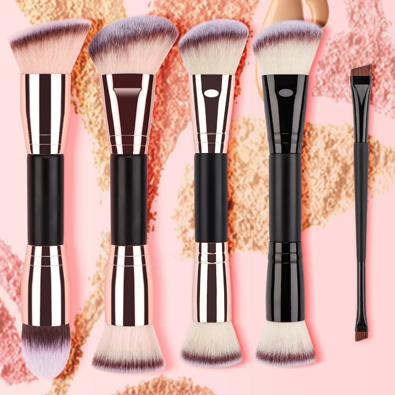 1Pc Double-Headed Makeup Stick, Soft Nylon Bristles Fragrance-Free Blush Foundation Stick for Contouring Tanning All Skin Types