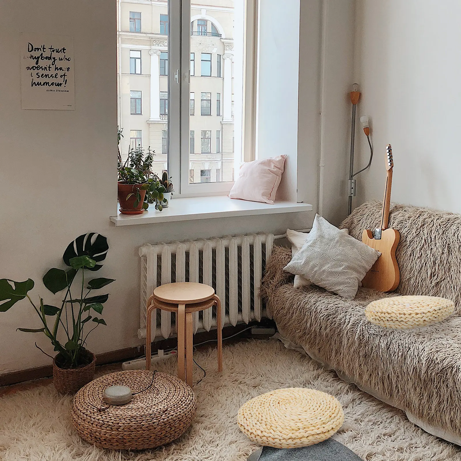 

1 шт. Утолщенный тканый напольный коврик из кукурузных отрубей, подушка для йоги и медитации, натуральная подушка-сидушка в стиле татами для спальни, гостиной, фотосъемки