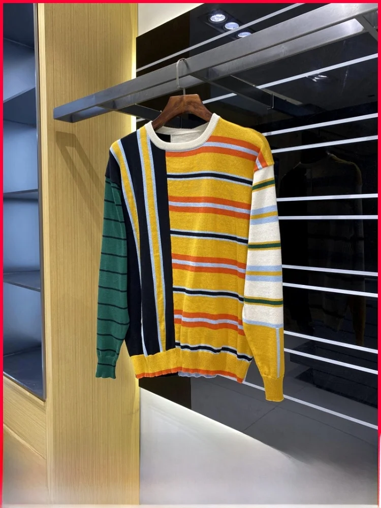 

Мужской свитер Color Blo свободного кроя с круглым вырезом, модный, осенне-зимний, теплый, мягкий, хлопковый, повседневный, универсальный топ