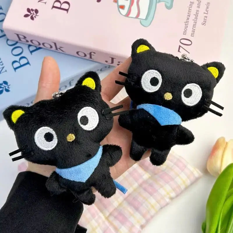 Chococat Plush Keychain Kawaii Black Cat Soft Bag Charm Cute Backpack Purse Key Holder for Girls Women Cute Anime Toy Gift