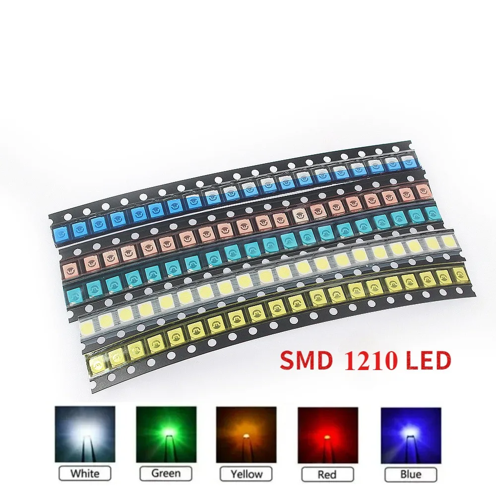 100pcs 5 cores SMD LED kit sortido - 0603 0805 1206 1210 5730 5050, mini diodos LED para reparo eletrônico