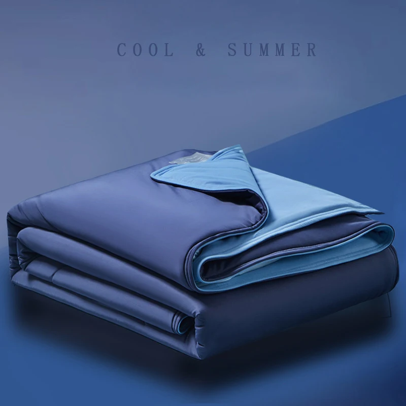

Class a Antimicrobial Double Sense Summer Quilt Ice Silk Cool Feeling Quilt Machine Washable Air Conditioning Thin Quilt