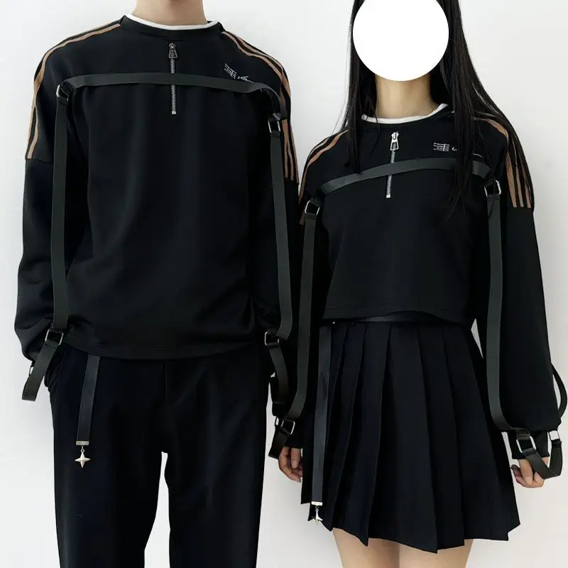 

Caleb Couples Sweatshirts Costume Cosplay Game Love and Deepspace Cos Black Top Skirt JK Uniform Full Set for Women Men