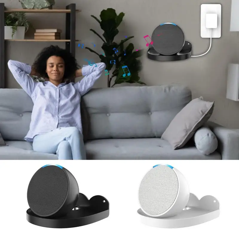 EchoDot-soporte de pared para altavoz Amazon echotop, Base de escritorio antiarañazos, ahorro de espacio con soporte de gestión de cables