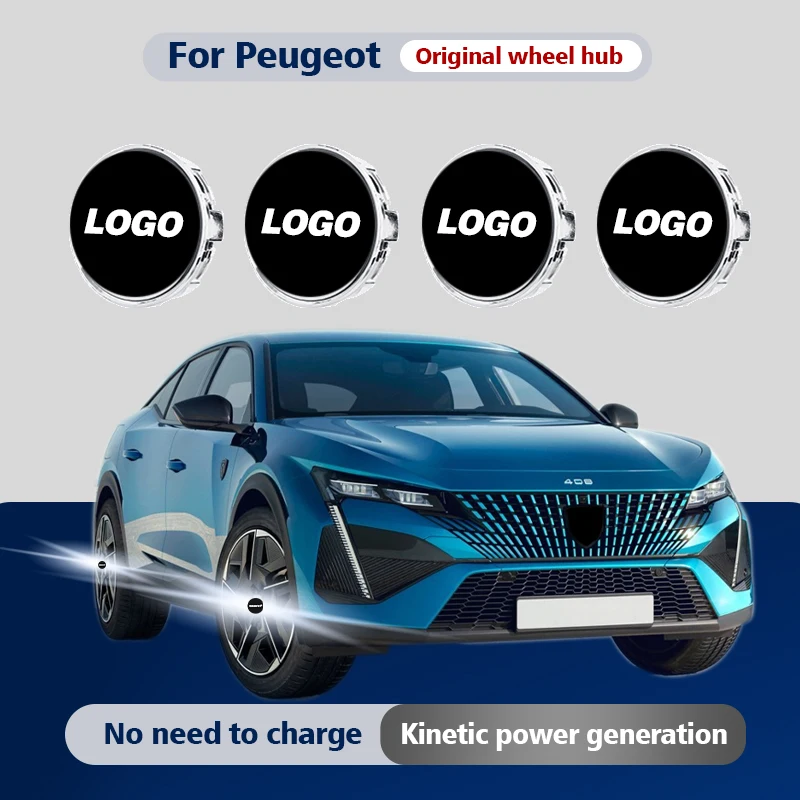 

Hub light Car Floating Illumination Wheel Caps LED Light Center Cover Lighting Cap For Peugeot 308 408 508 RCZ 208 3008 2008 206