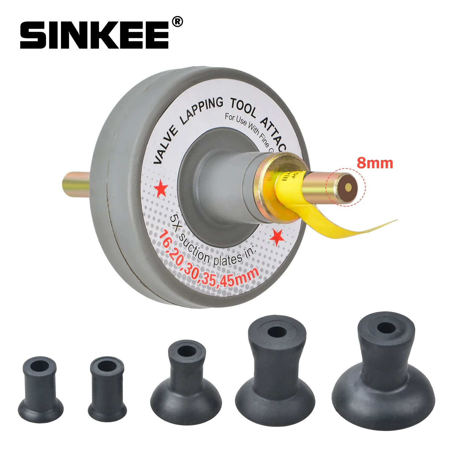 Universal Valve Lapping Tool Attachment With 5 Suction Plates  for Shank Grinding Drill Grinding Lapper Kit Valve Grinder