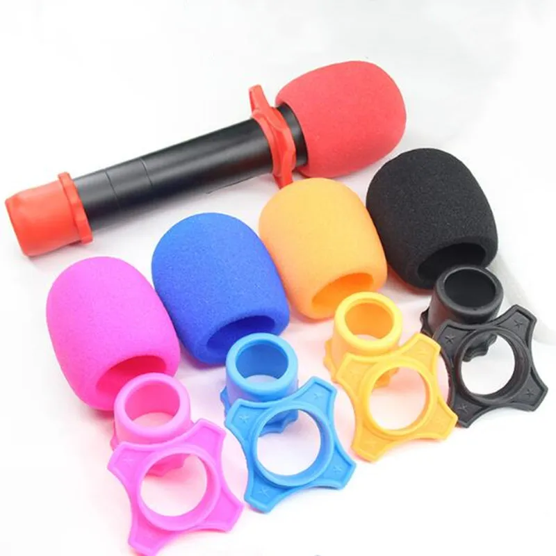 Anti-Rolling Wireless Handheld Microphone Protection Silicone Ring Bottom Rod Sleeve Holder Windscreen Foam Cover for KTV Device