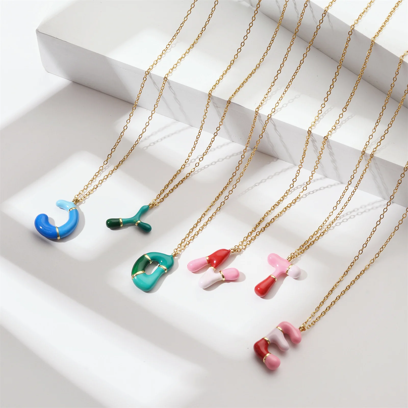 26 English Letter Initial Women Necklace Box Chain Multicolor A-Z Pendant Long Necklace for Women's Jewelry Gift image 4