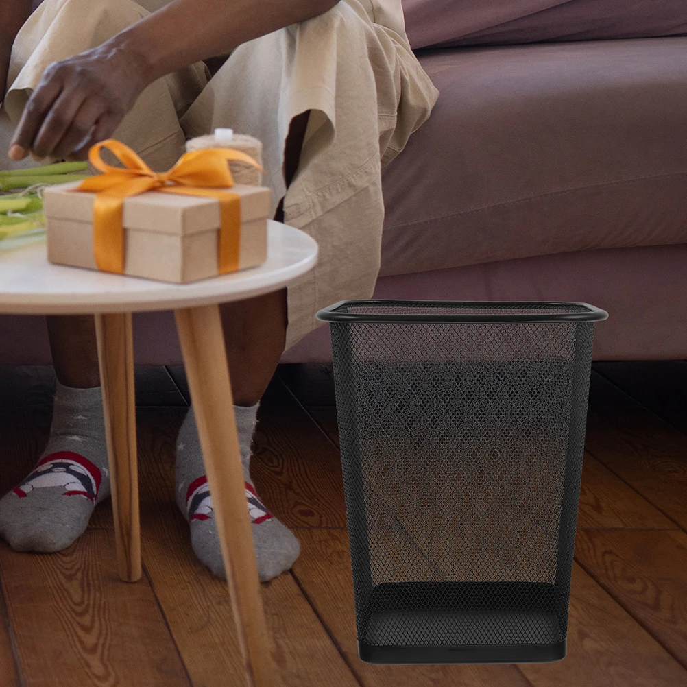 

2pcs Metal Wastebasket Iron Mesh Trash Can for Office Bedroom Kitchen Study Room Garbage Holder Wire Mesh Design Odor