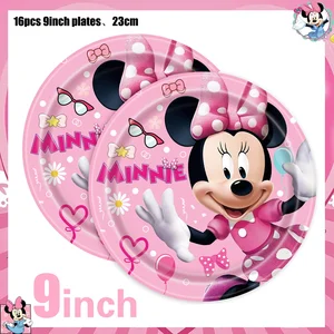 ديزني ميني ماوس عيد ميلاد الديكور ، لوحة ورقي وردي ، كوب ، منديل ، مفرش مائدة ، بالون ، خلفية طفل أفضل 6 هدايا تذكارية وردية من ميني - رقم 5