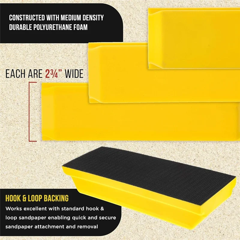 

HHO-Sanding Block Set 3 Pack Auto Paint Prep Sand Woodworking For Woodworking, Furniture And Crafts Polishing