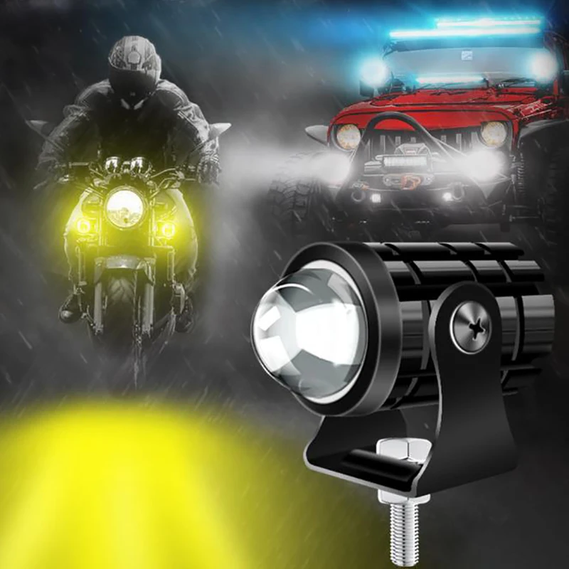 12W Additional Led Headlights For Motorcycle Universal Moto Spotlight LED Motorcycle Headlight Auxiliary 3000lm 6500k Car Lamp