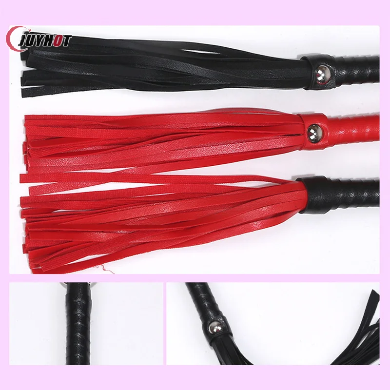 Quality Pu Leather Pimp Whip Racing Riding Crop Party Flogger Hand Cuffs Queen Black Horse Riding Whip For Driving Range