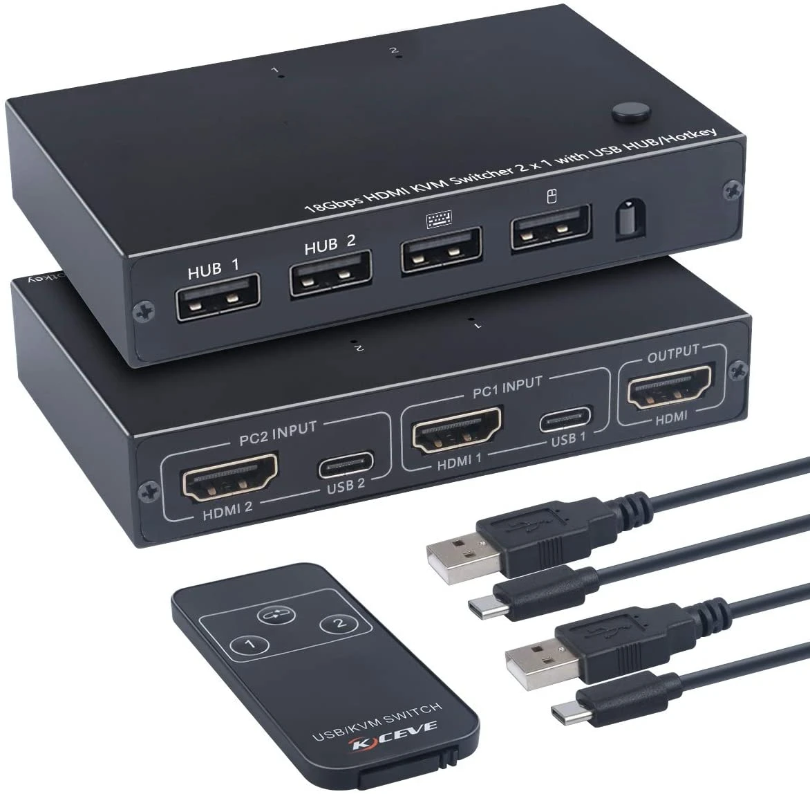 AM-KM201-G  2input-1output HDMI kvm USB2.0 2hosts, 1monitor, 1set of keyboard and mouse 18Gbps HDMI2.0 KVM 2*1 SWITCH 60hz 4k-G