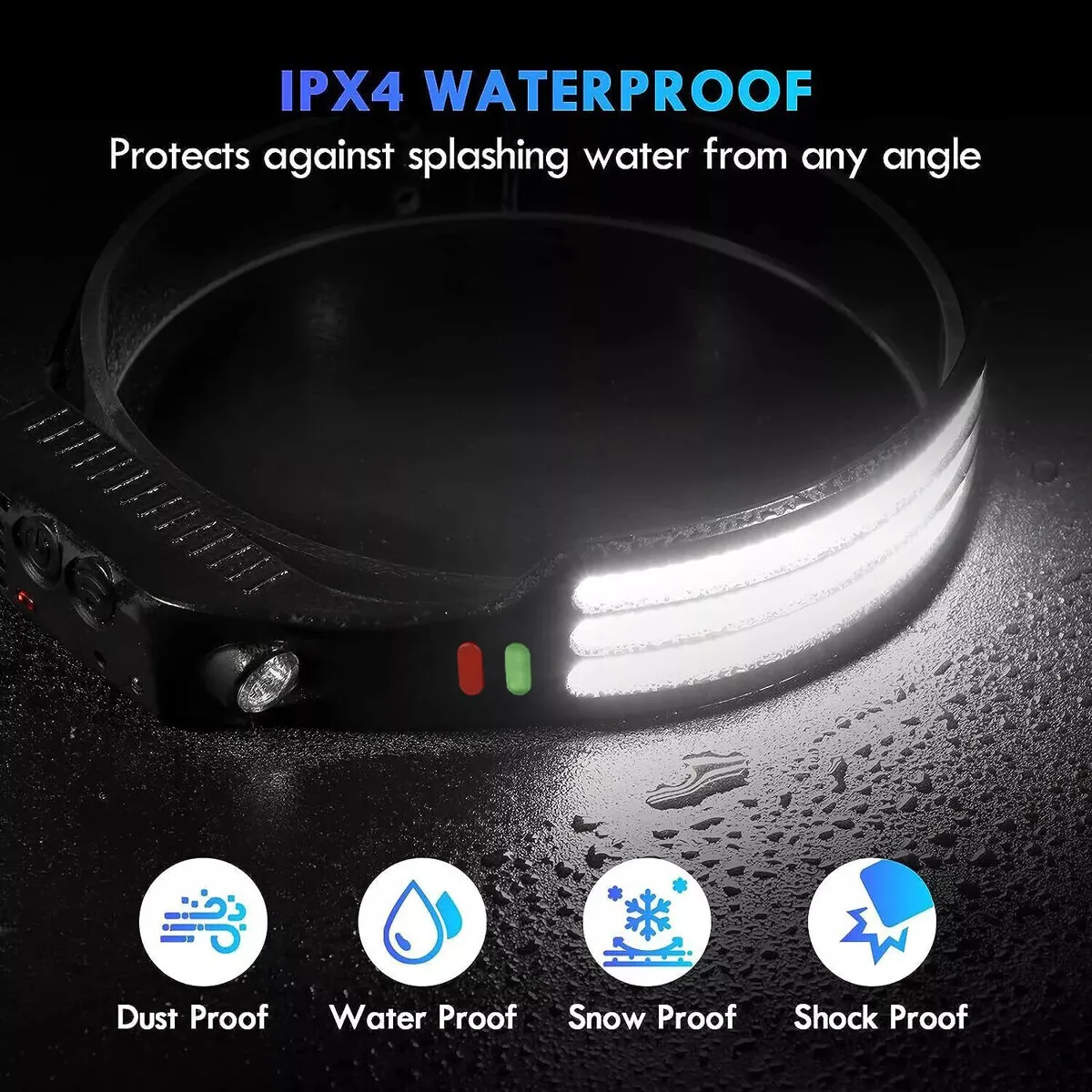 مصباح أمامي LED COB مع مستشعر الحركة ، مصباح أمامي مقاوم للماء ، مشعل ليلي ، USB #3