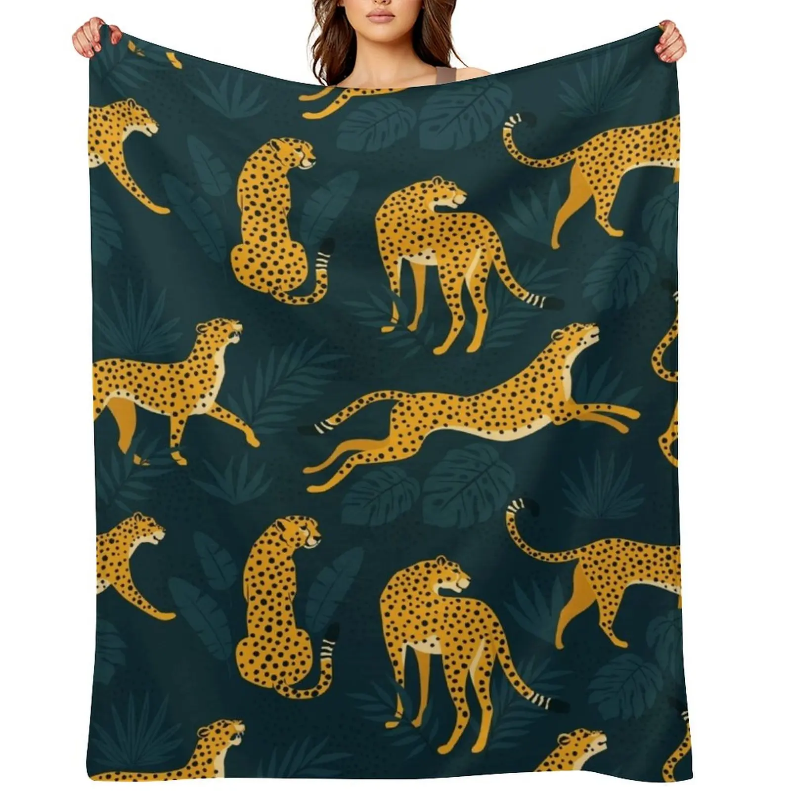 

Night Cheetah Pattern Throw Blanket Luxury Thicken Personalized Gift Softest Weighted Blankets