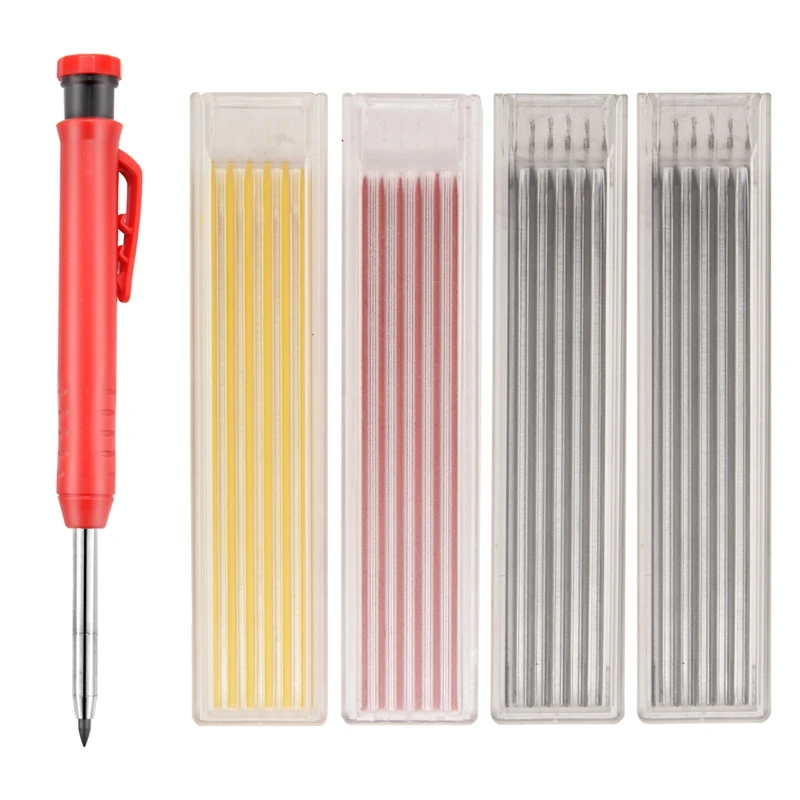 25 Pieces Solid Carpenter Pencil With Sharpener Set Includes 1 Carpenter Pencils Marker 24 Mechanical Pencil Refill