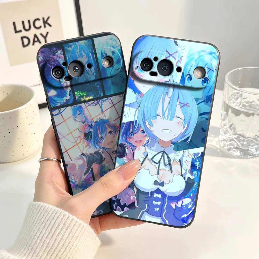 Anime Re ZERO Gril Comics für Google Pixel 6 6A 7 7A 8 8A 9 10 10A Pro XL 2024 5G Schwarze Weiche Silikon-Handyhülle