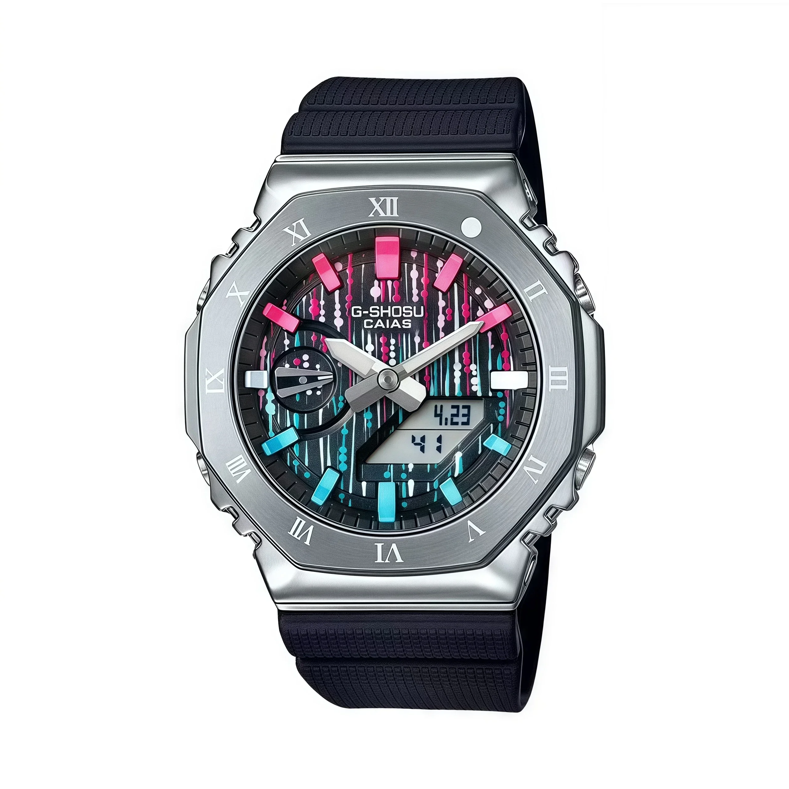 Reloj deportivo unisex de aleación con funcionalidad completa, hora mundial, pantalla LED grande, serie GM Oak