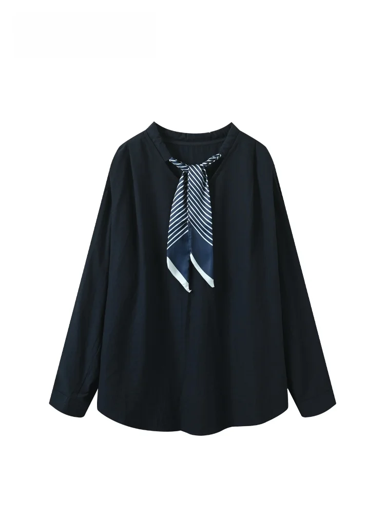 

Cara CLUB plus Size irt Women's Early Spring New Sle Faionable Top Trendy Long Sve Scarf oulder Length Ladies' Clo...