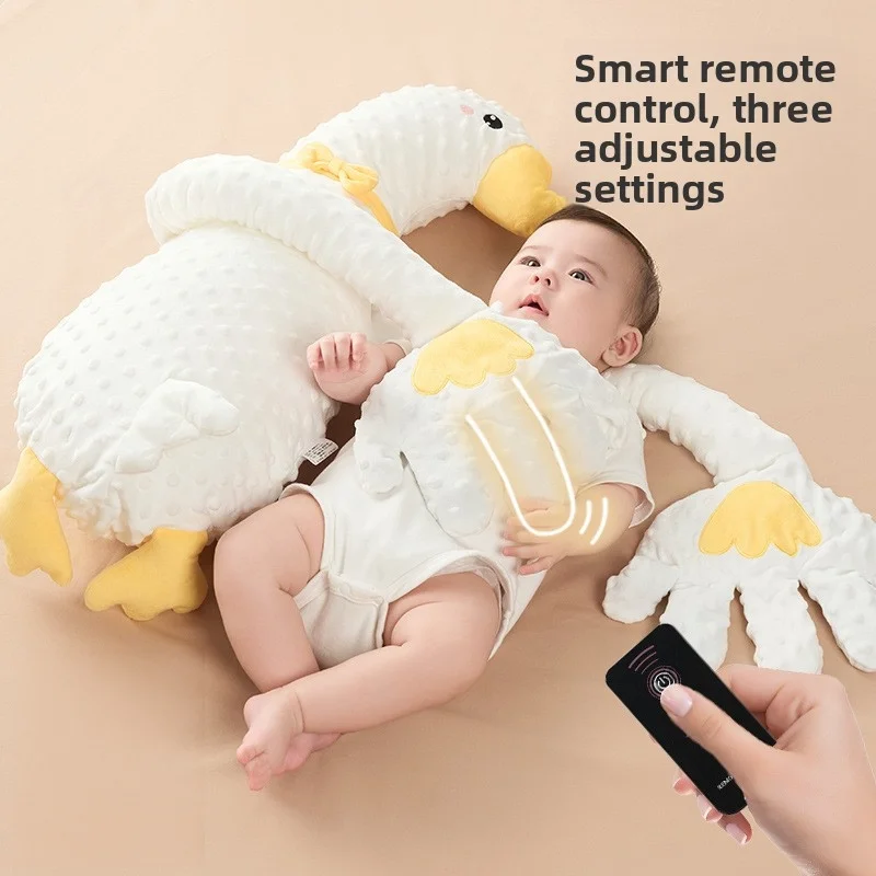 White Goose Baby Gas Relief Pillow, Soothing Helper with Patting Palm, Self-soothing Plush Toy for Infant Independent Lying