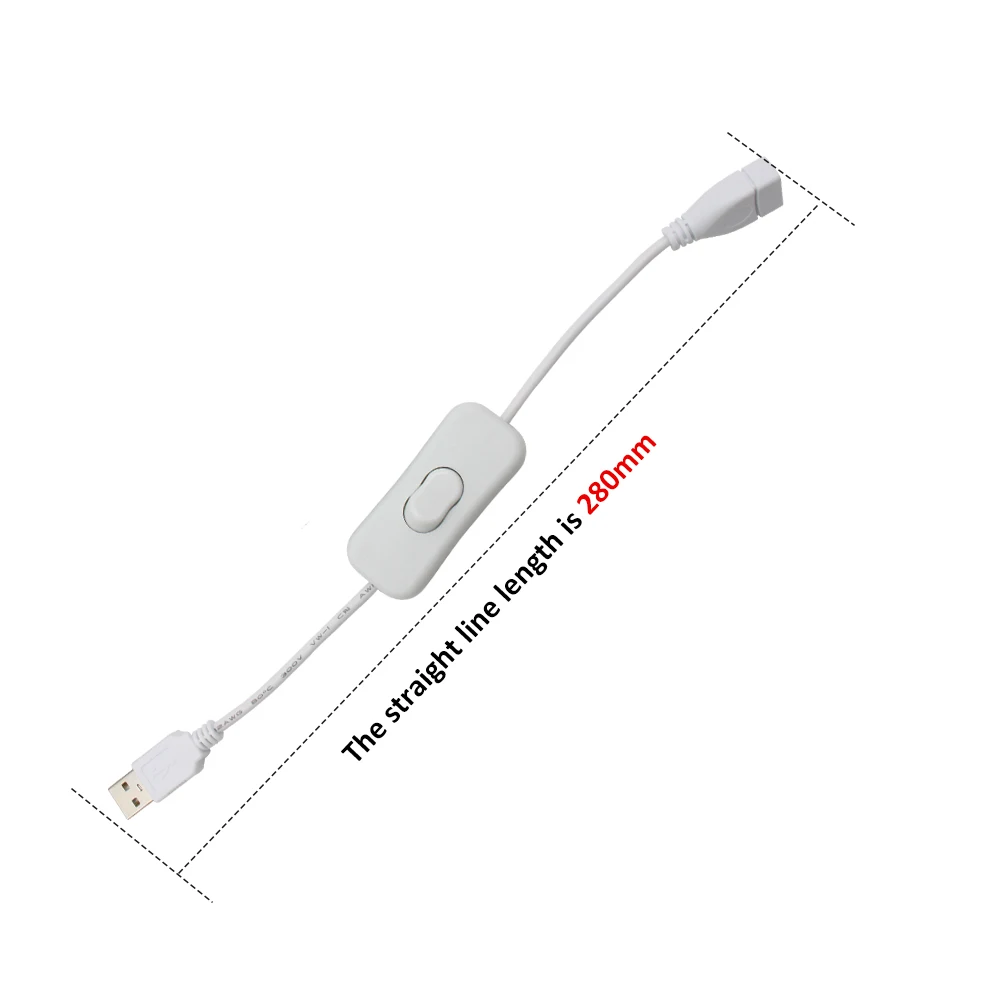 Przewód USB 28cm z włącznikiem/wyłącznikiem przewód męski do żeńskiego przedłużacz do taśma LED lampy przewód USB przewód zasilający