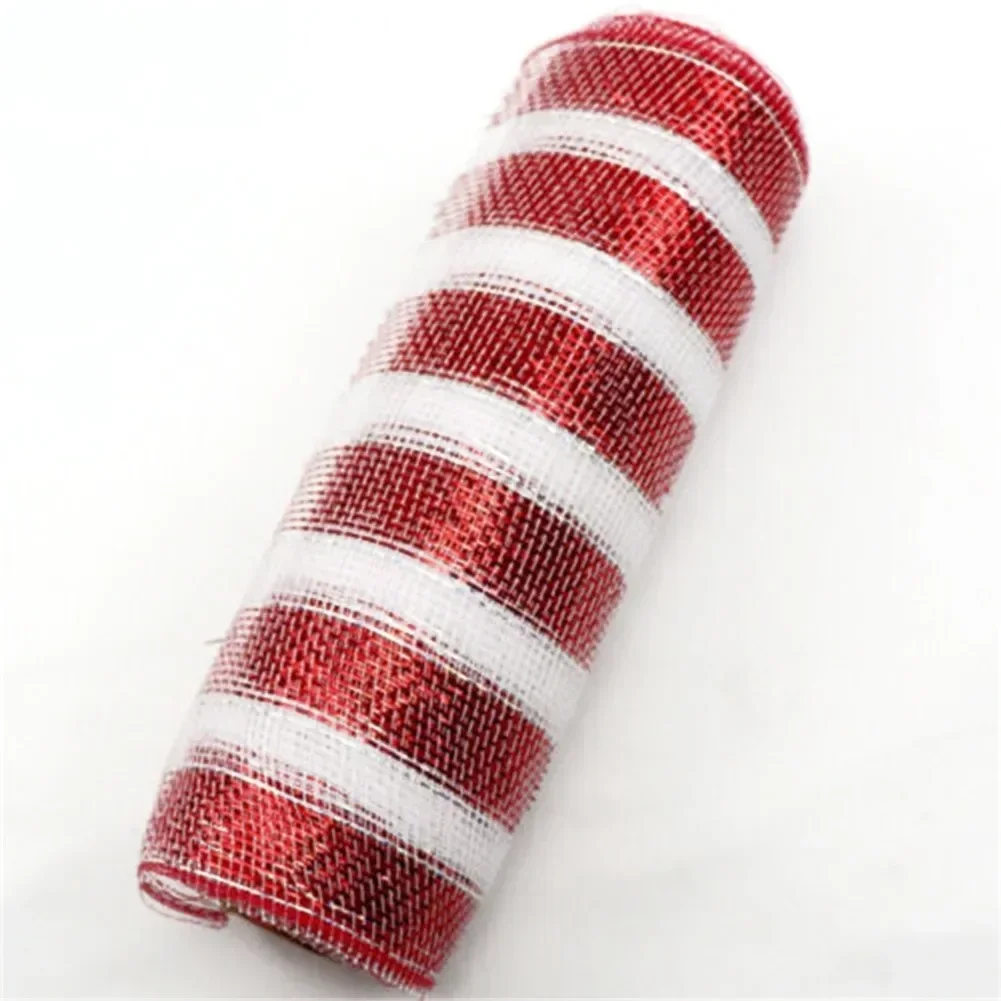 Red White Candy Cane Decor Mesh Roll 26cm X 10yard Wreath Tree Stripes For Decorating Candy Cane Themed Tree Wreath Or Staircase