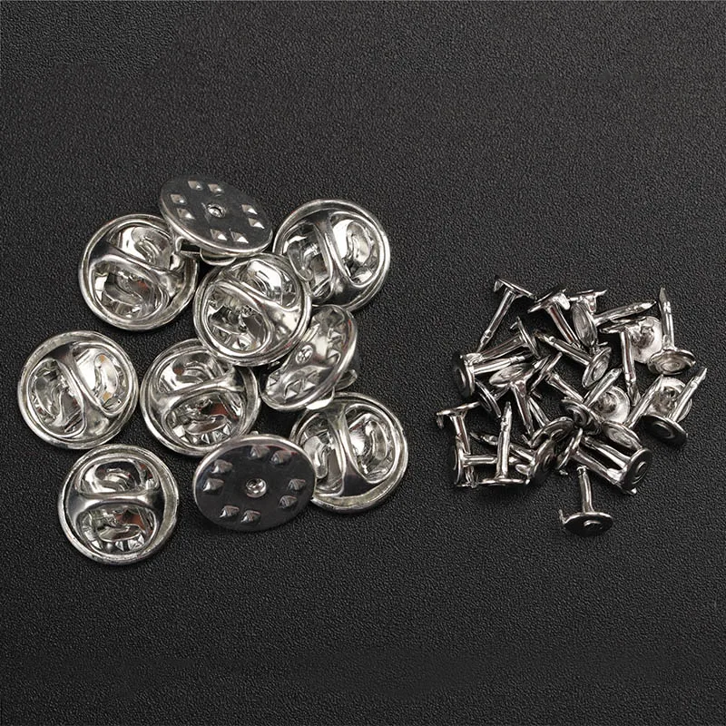 50Sets / Lot Gold Rhodium Kupfer Nagel Tie Tack Revers Pin Back Clutch Scatter Schmetterlingsverschluss Squeeze Badge Holder DIY Schmuck