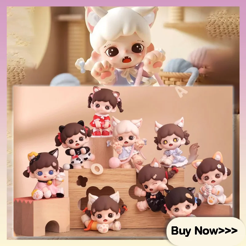 ゾーラーニャー猫フェイスソーシャルミニシリーズブラインドボックスかわいい漫画デスクトップ絶妙なモデルオーナメントサプライズミステリーボックス誕生日おもちゃ