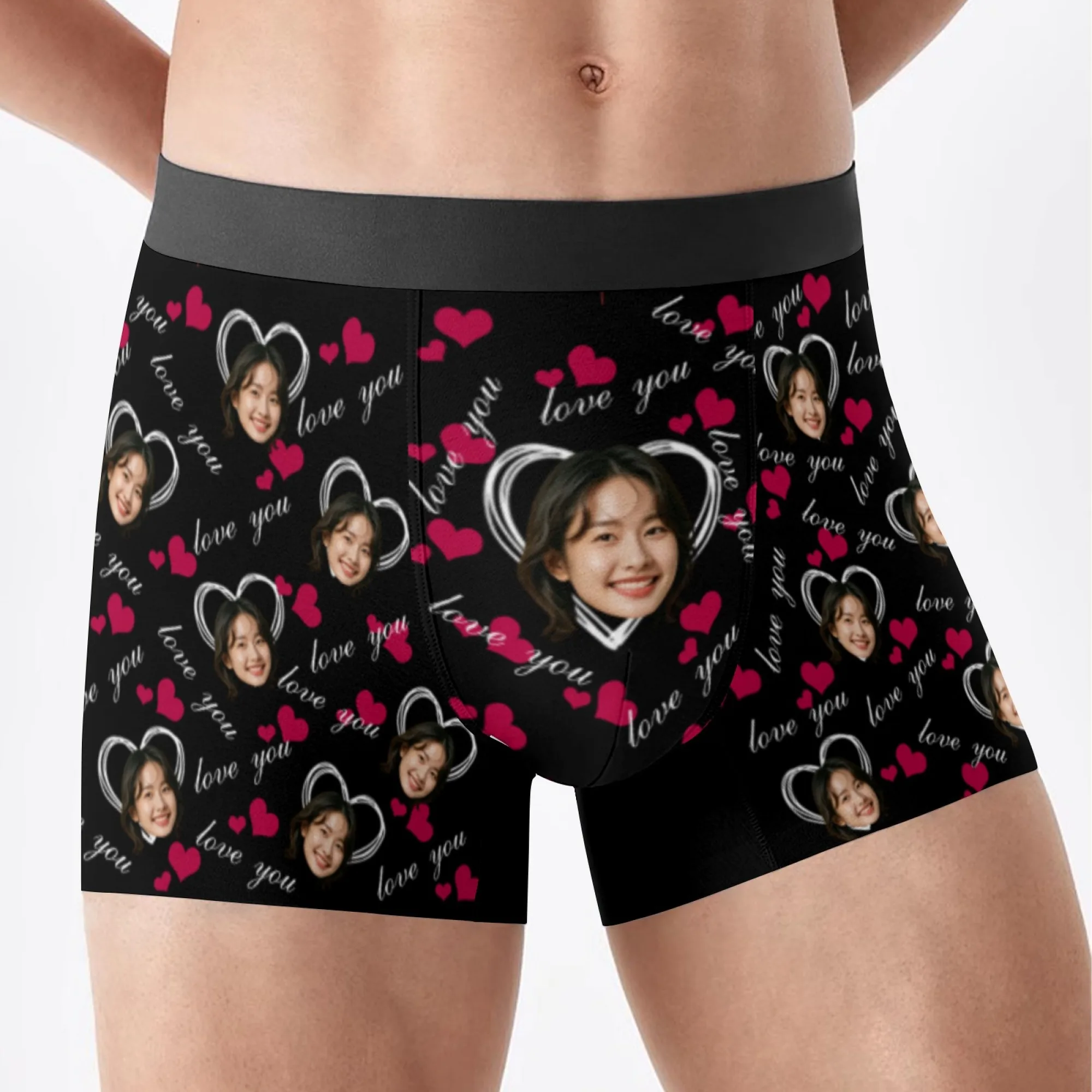 Custom Valentine Day Boxers For Men Personalized Men Underwear Custom Boxer Briefs Funny Face Gift For Boyfriend Husband
