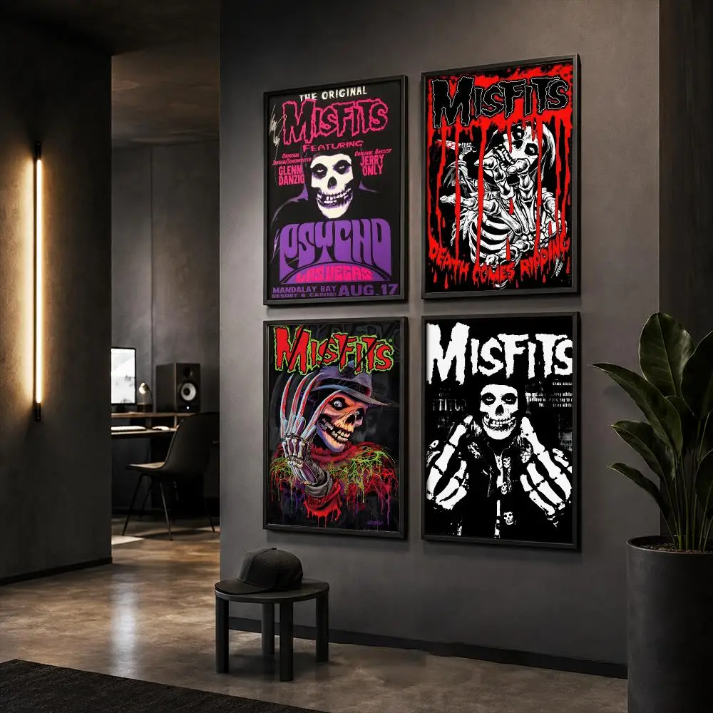 Band M-Misfits Rock Poster HD Home Wall Stickers House Hallway Living Room Bedroom Bar Office Decor Art Prints