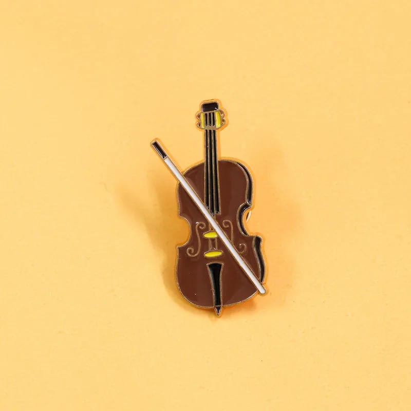 Cartoon Violin Enamel Pin Badge Brown Cello Musical Instruments Cute Brooch Jewelry Women Lapel Backpack Gift Wholesale - view 3