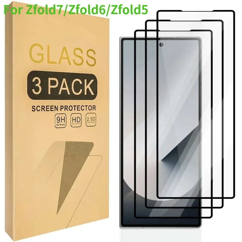 

3pcs For Samsung Galaxy Z Fold 7/6/5 9H Tempered Glass Screen Protector Outer Protective Cover Compatible with ZFold7 ZFold6