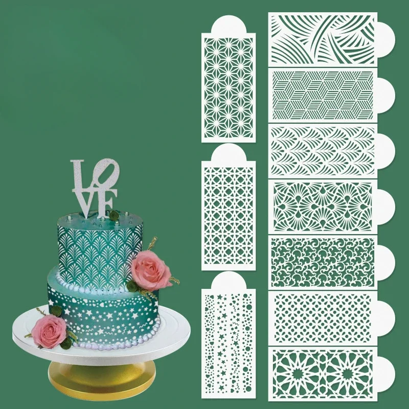 DIY Fondant Stencil Reusable Cake Decorating Stencil Plastic Spray Mold Stencils Cake Drawing Painting Decorating