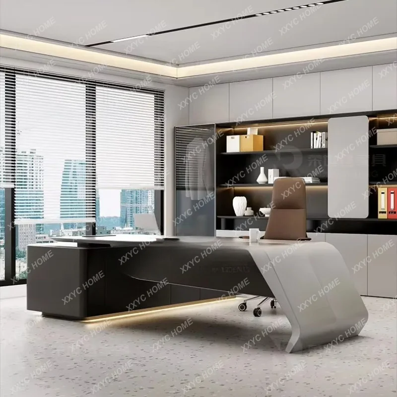 XXLuxury Executive Desk Modern Office Manager Table Single Boss Desk with Drawers