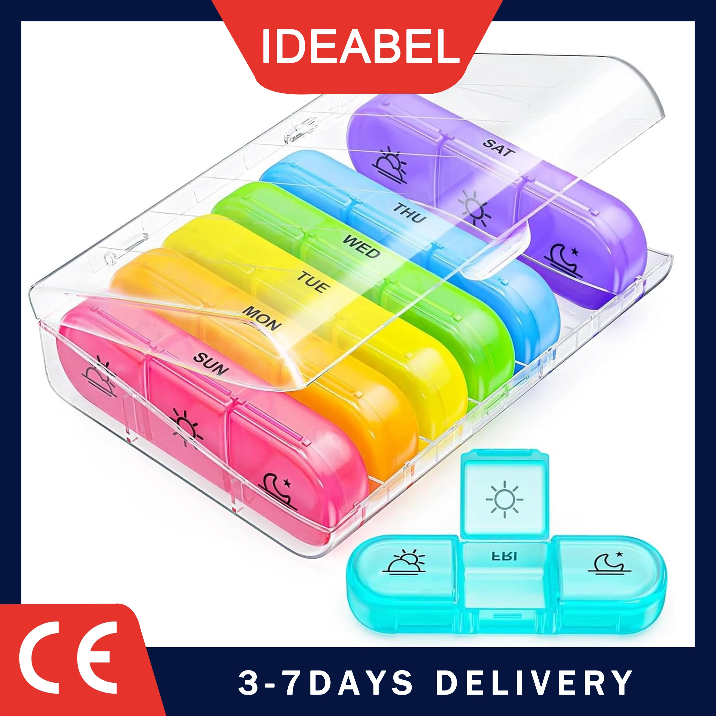 

IDEABEL Weekly Pill Case Pillbox 7 Days Medicine Tablet Box Portable Travel Drugs Storage Organizer Secret Compartments Pill Box